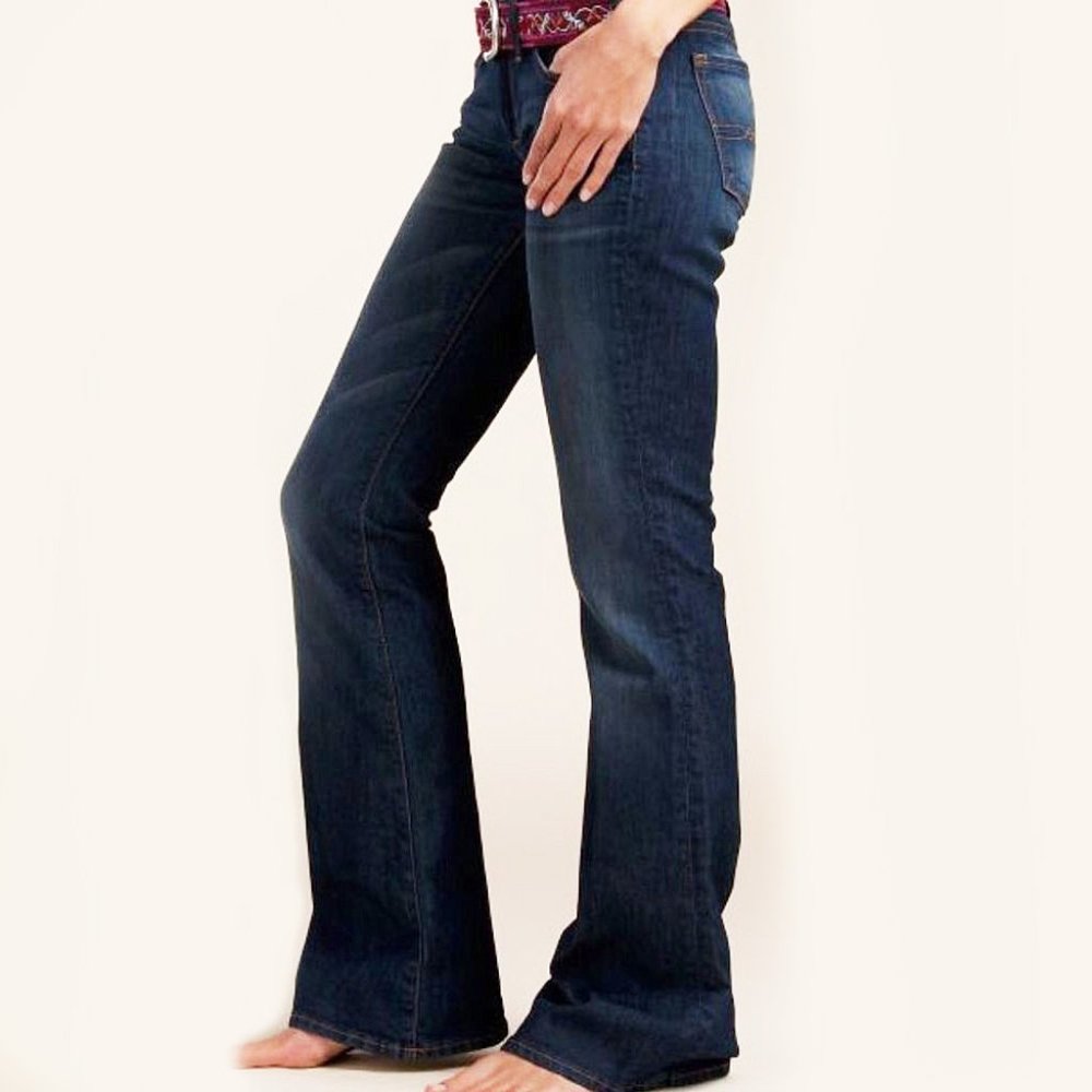 Lucky Brand Charlie Flare Dark Fade Stretch Denim Bohemian Hippie Jeans 6/28 R